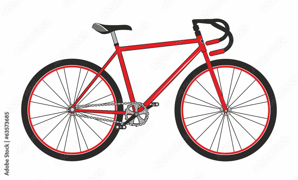 Red sport bicycle on a white background, vector illustration Red sport bicycle on a white background, vector illustration