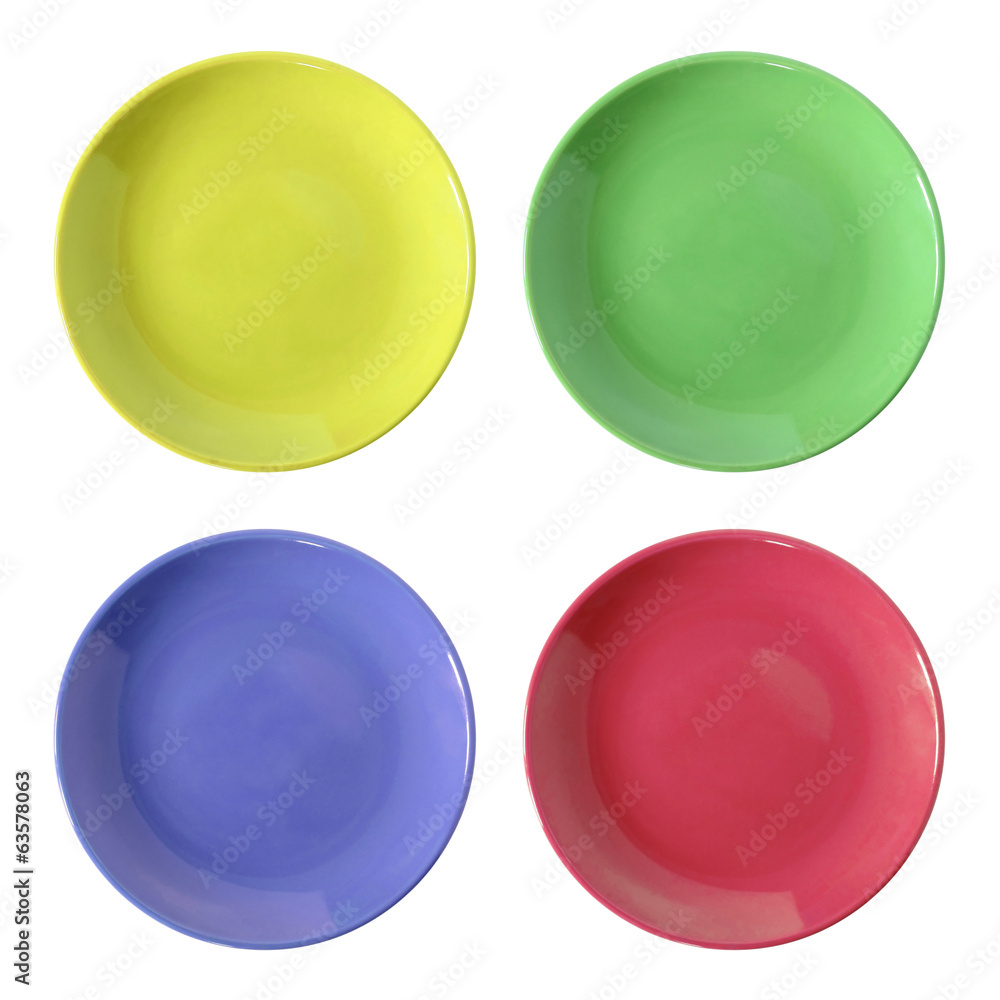 set of color plate isolated on white with clipping path set of color plate isolated on white with clipping path