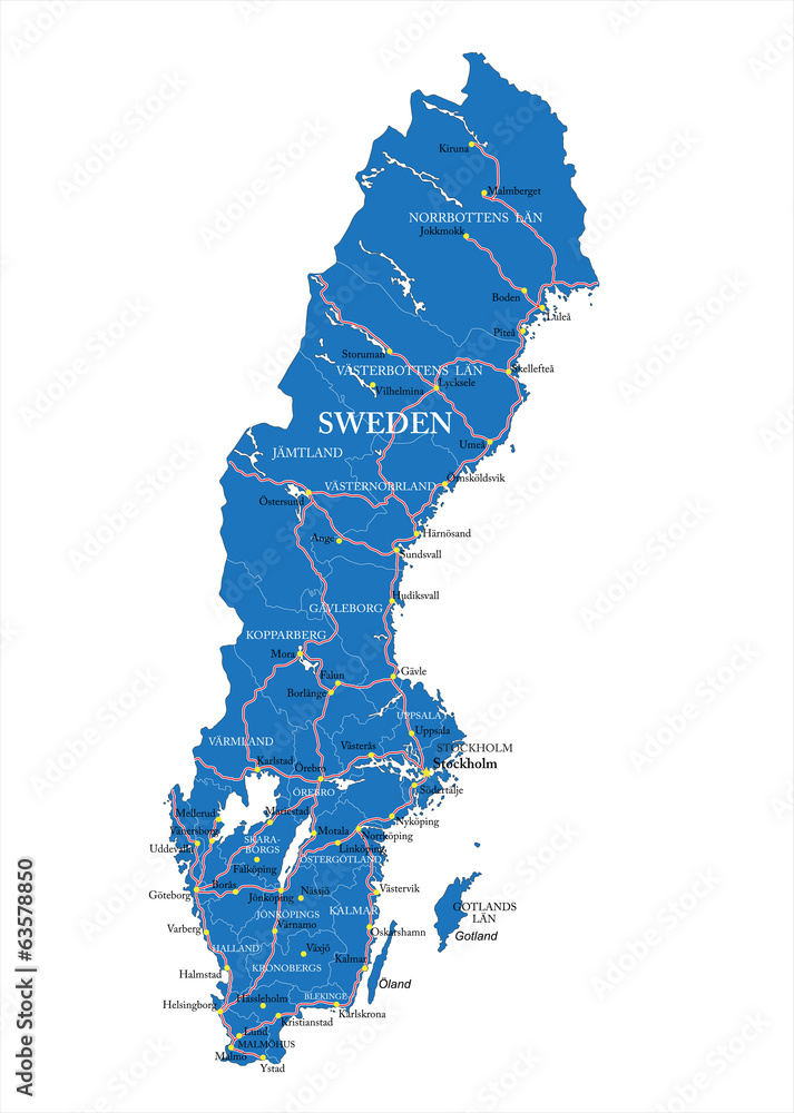 Sweden map - obrazy, fototapety, plakaty 