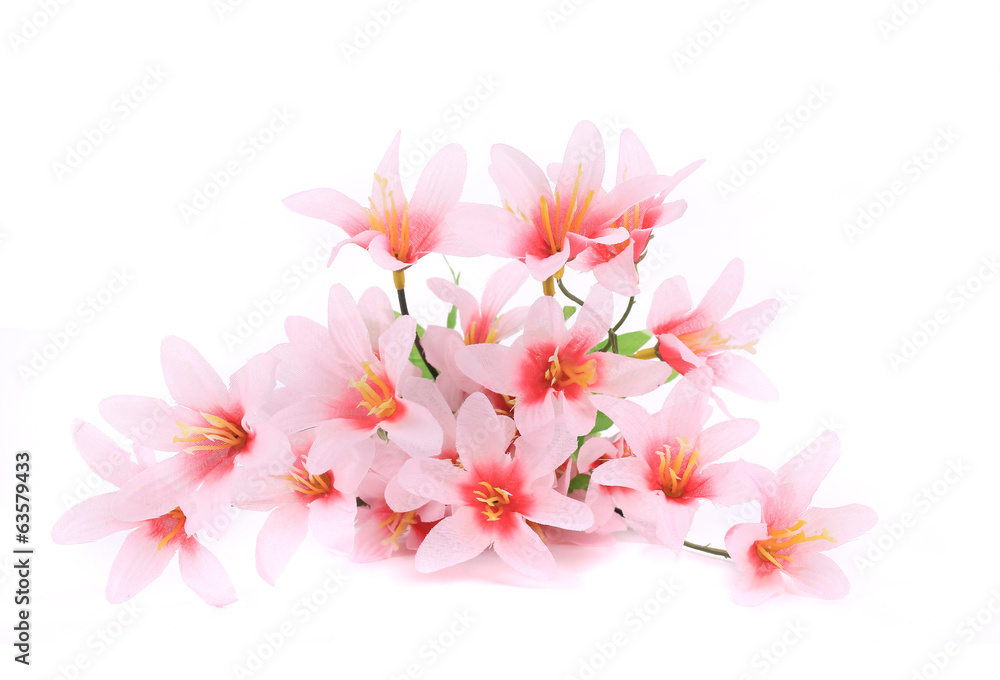 Artificial pink flowers.