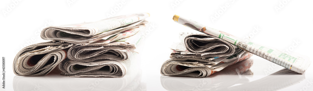 Various newspapers over white background Various newspapers over white background