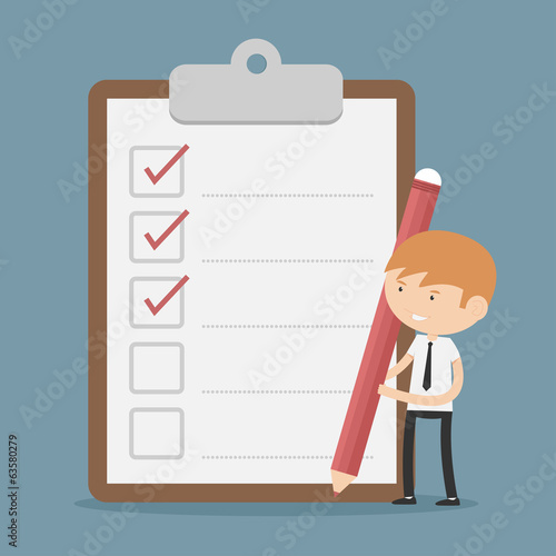 Businessman with clipboard and checklist