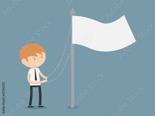 Businessman raising a flag