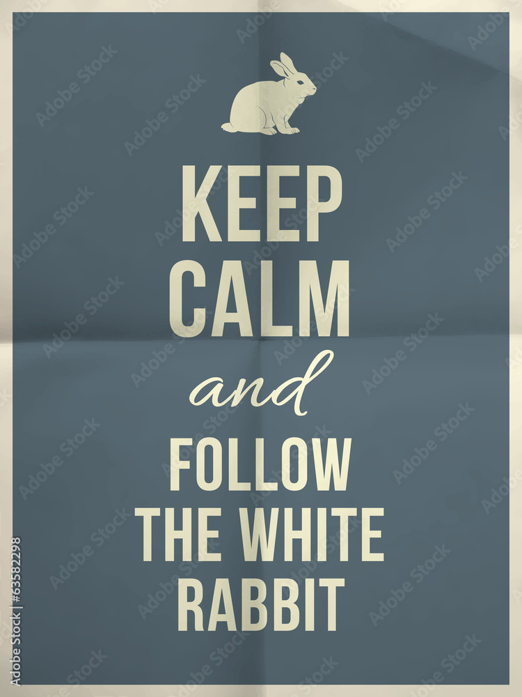 Obraz premium Zachowaj spokój i odłoguj cytat z białego królika na papierowej fakturze