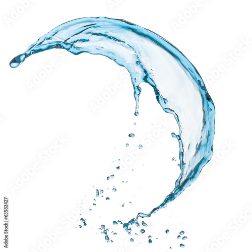 blue water splash isolated on white background