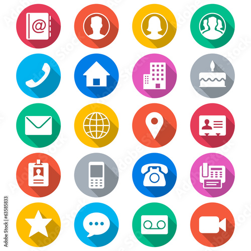 Contact flat color icons