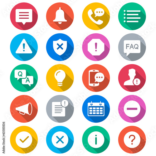 Information and notification flat color icons