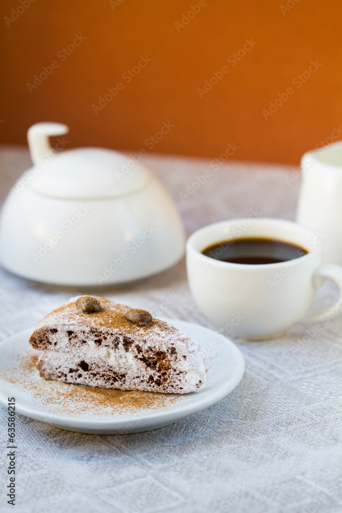 Chocolate cake and coffee Chocolate cake and coffee