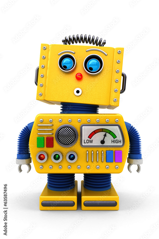 Fototapeta premium Cute toy robot looking down