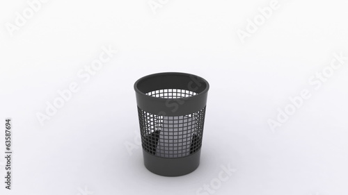 wastebasket and envelope, letter