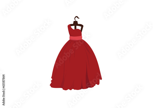 vector illustration of a beautiful  red wedding dress