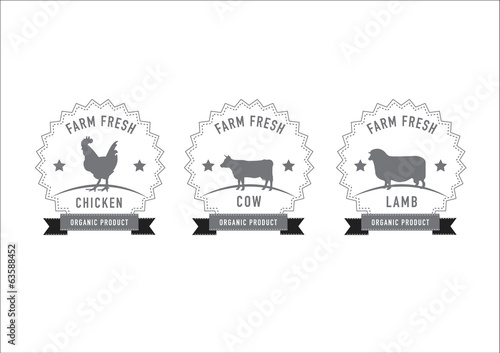 set of vintage butchery meat stamps and labels