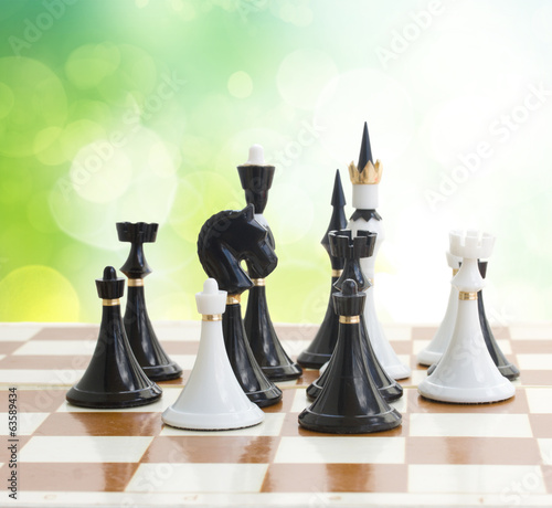 set of black and white chess