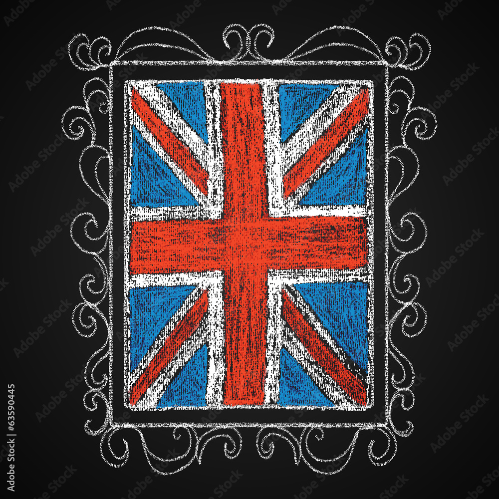 Fototapeta premium Hand drawn british flag.