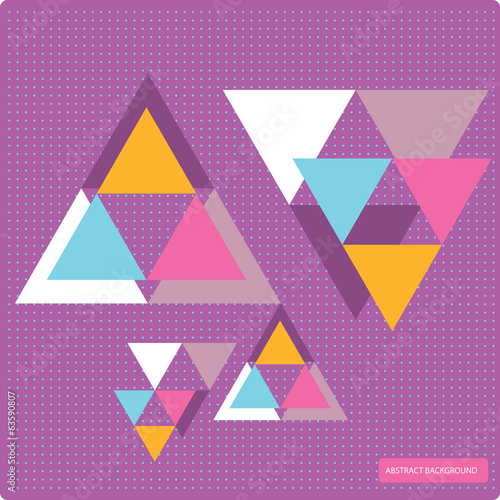 Vector pattern with colorful geometric shapes, triangles,lines and small polka dots.Colorful backdrop, seamless background pattern, retro style banner.