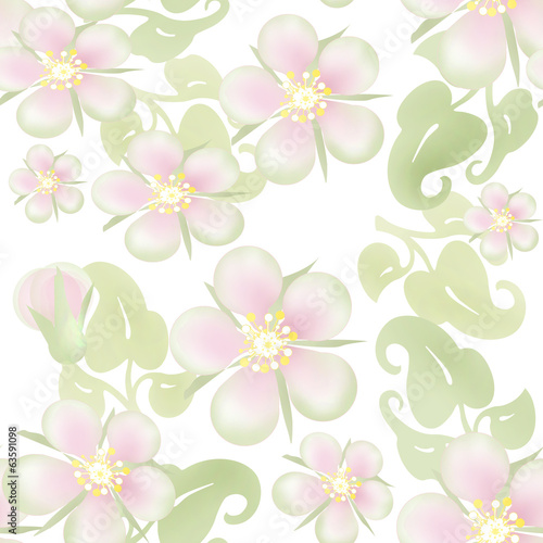 Floral spring seamless pattern with pastel flowers texture