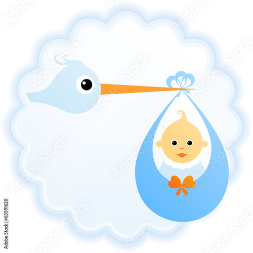 stork with little boy