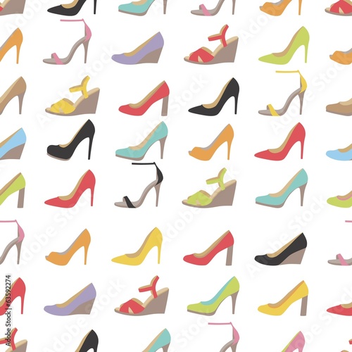 Seamless lady's shoes colorful pattern.