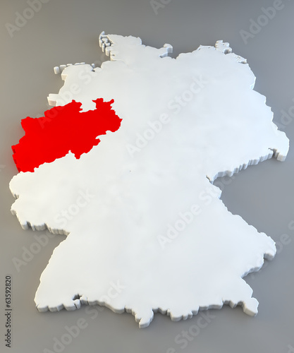 Mappa Germania, regione tedesca, Nordrhein-Westfalen