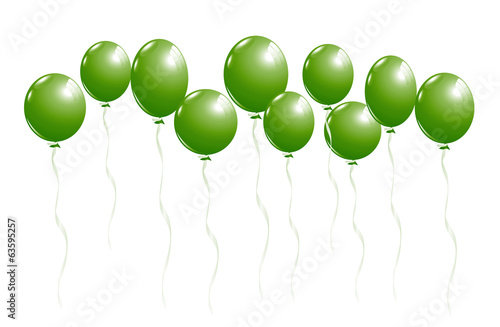 Flying green balloons