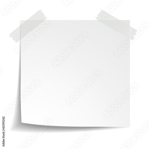 White note paper on white background