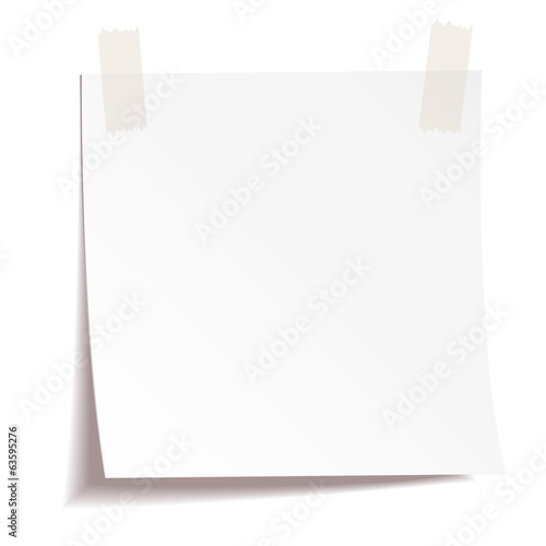 White note paper on white background