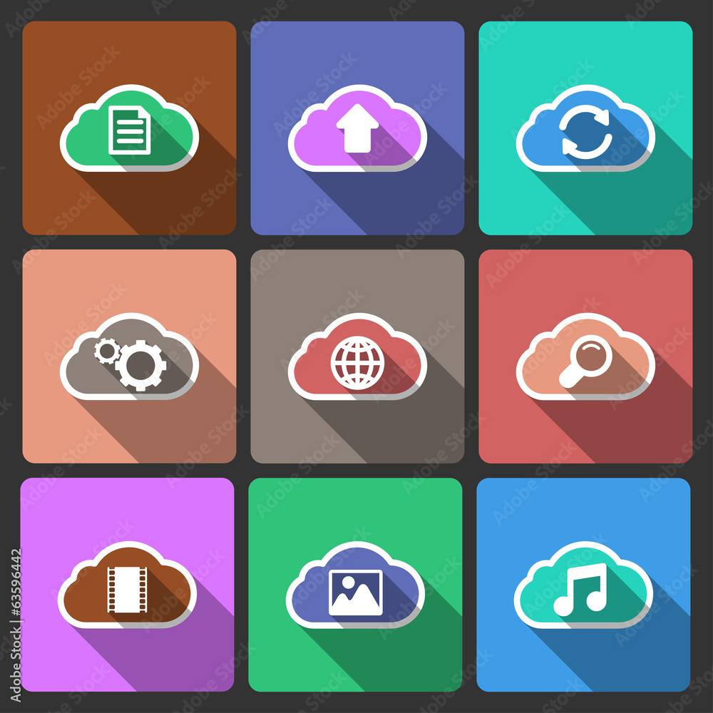 Cloud UI layout icons, squared shadows Cloud UI layout icons, squared shadows