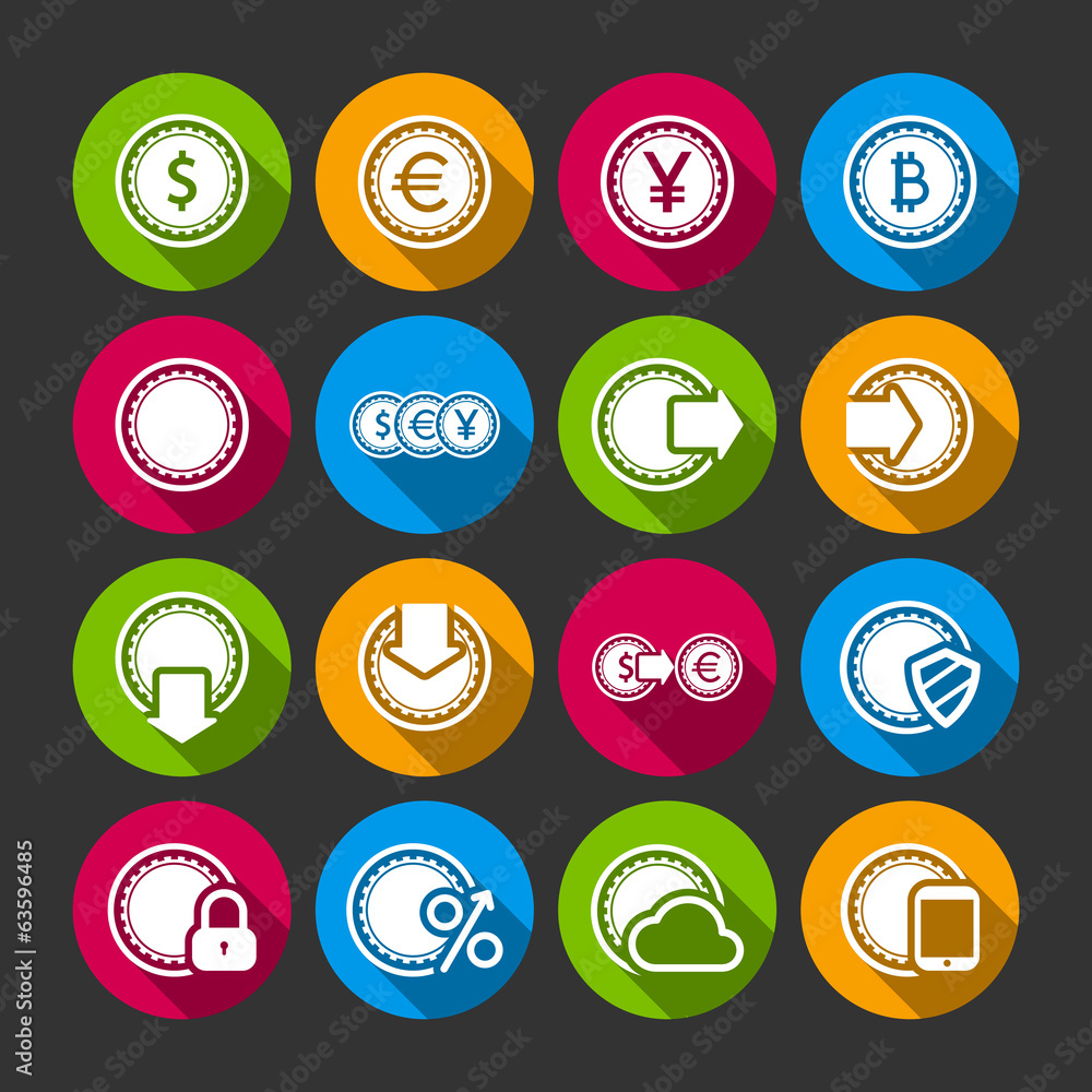 Collection of coins for finance or money app Collection of coins for finance or money app