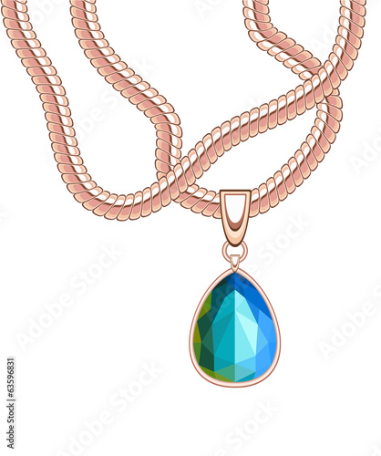 golden necklace with blue sapphire