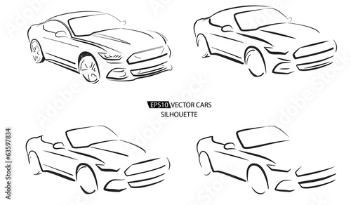 Silhouette of sport car, vector illustration on white