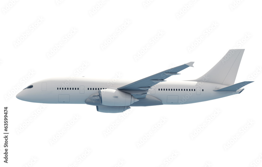 3D Airplane on White Background