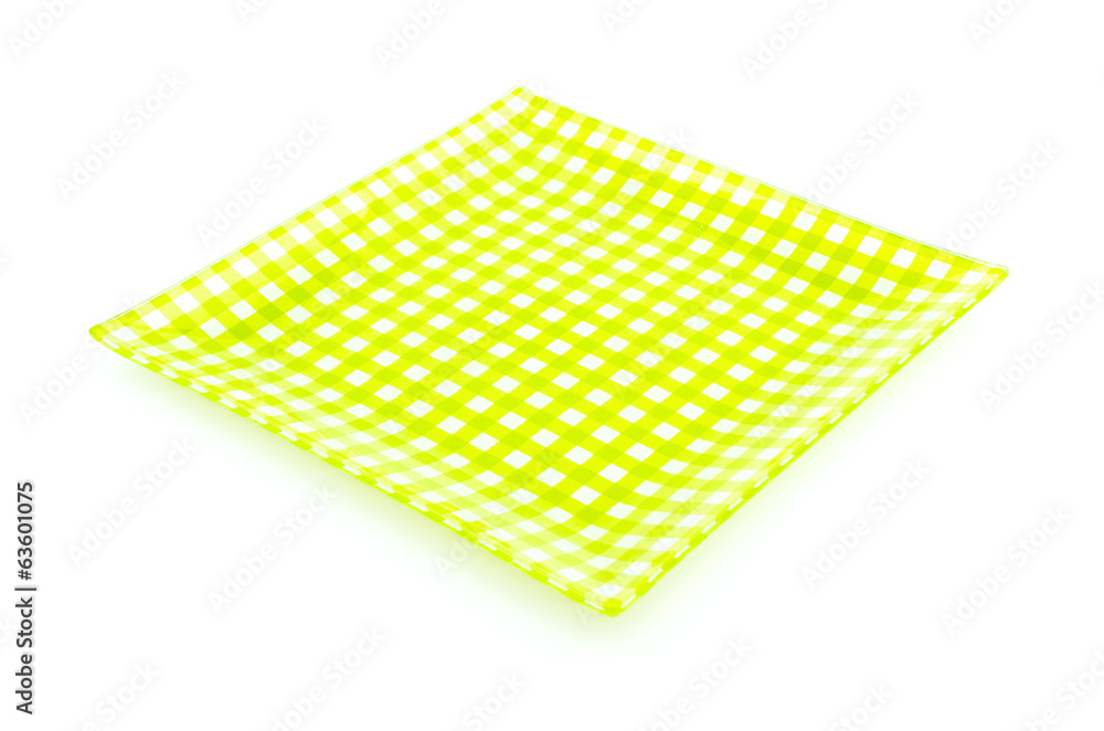 Green plate isolated white background Green plate isolated white background