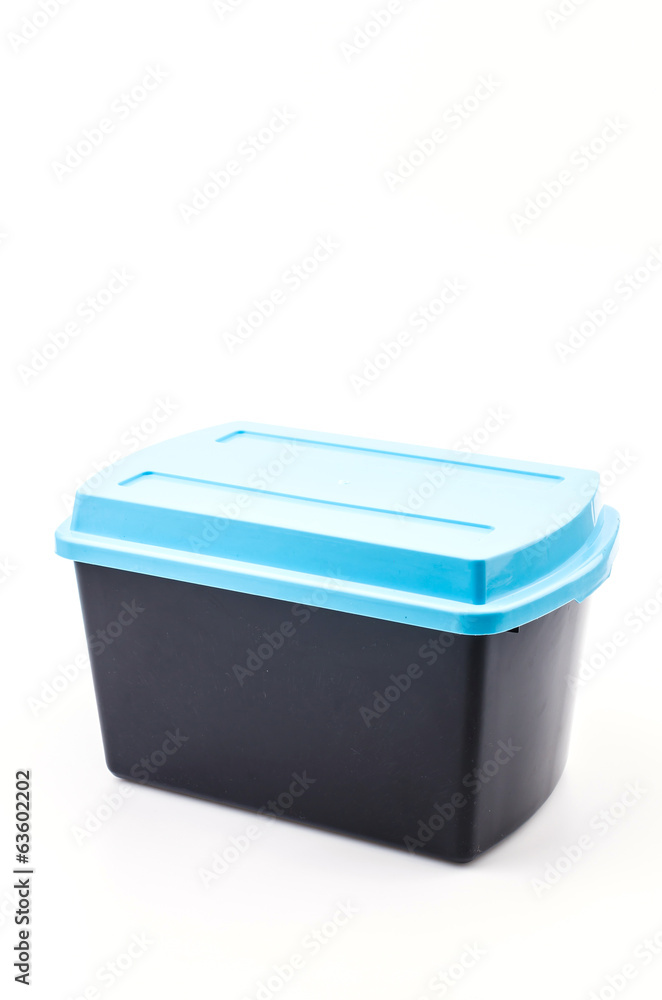 Plastic box isolated white background