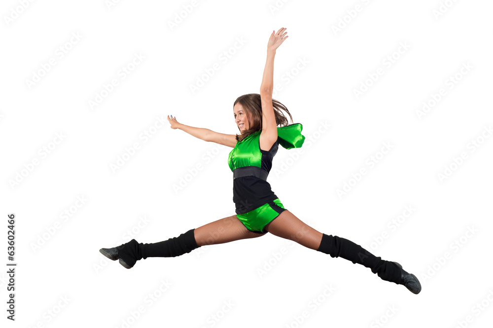 athletic young woman jumping