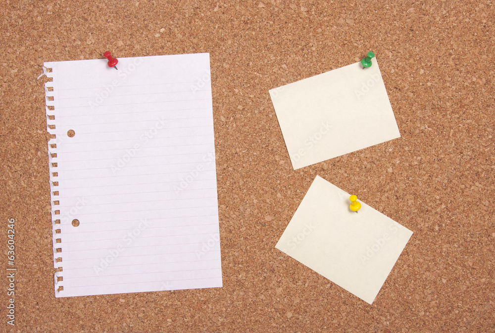 Post it note on cork board Post it note on cork board