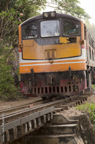 train on the railway, Thailand