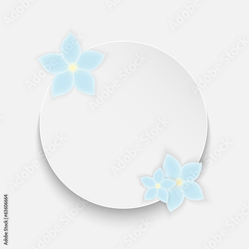 Round frame for your text decorated with blue flowers