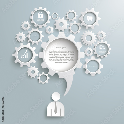 Speech Bubble Gear Machine Businessman