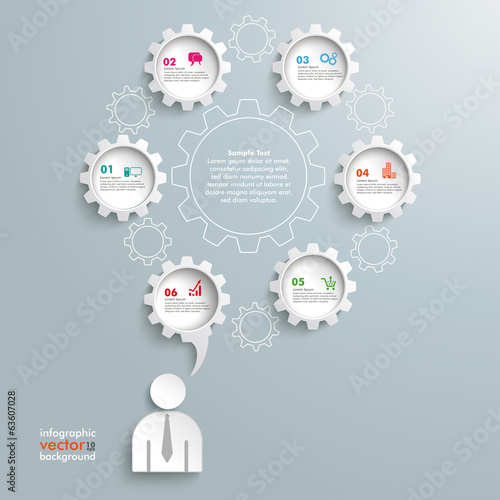 Speech Bubble Gear Machine Businessman 6 options