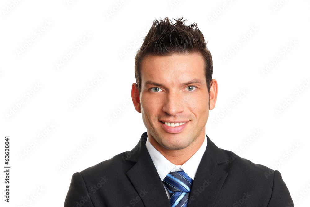 Handsome smiling man at a suit, left you can write some text Handsome smiling man at a suit, left you can write some text