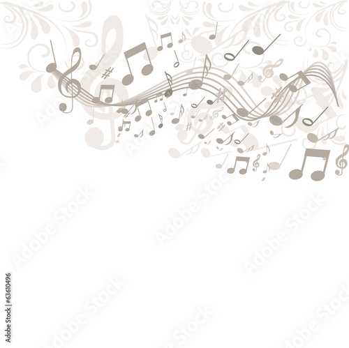 Hintergrund in beige mit Noten und Ornamenten