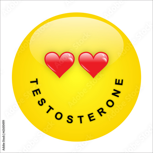 Smiley with lettering TESTOSTERONE as mouth - vector