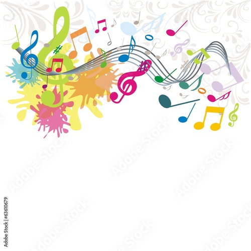 bunter musikalischer Hintergrund mit Ornamenten