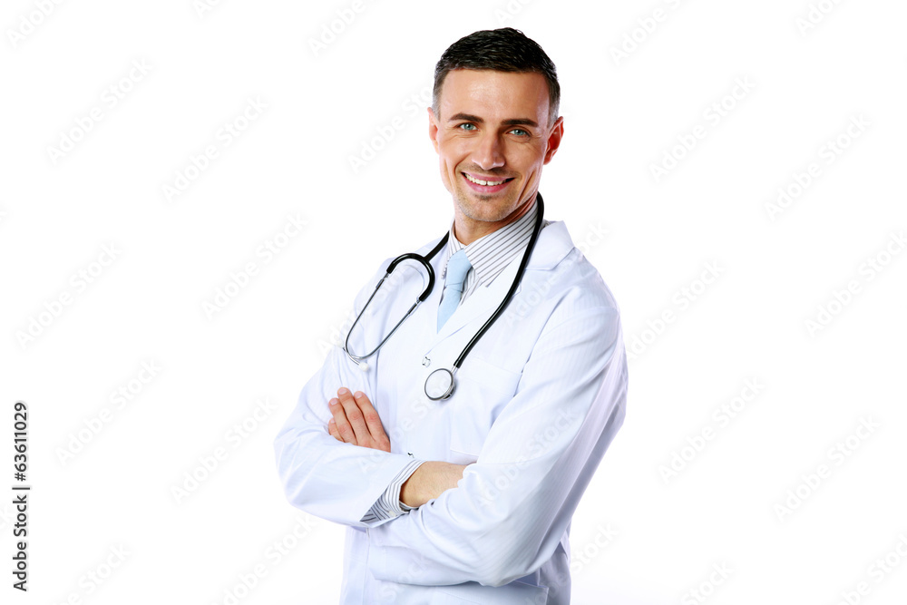Portrait of a smiling male doctor with arms folded