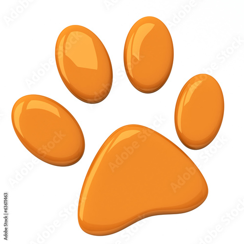 Orange pet paw, 3d