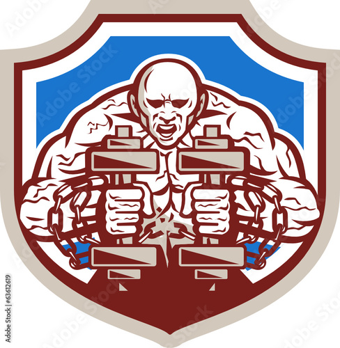 Strongman Lifting Dumbbells Shield Retro