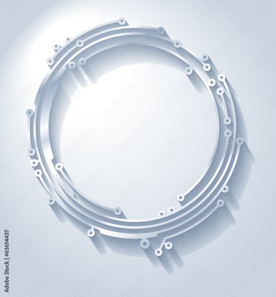 Obraz premium Circle frame in PCB-layout style whith shadow