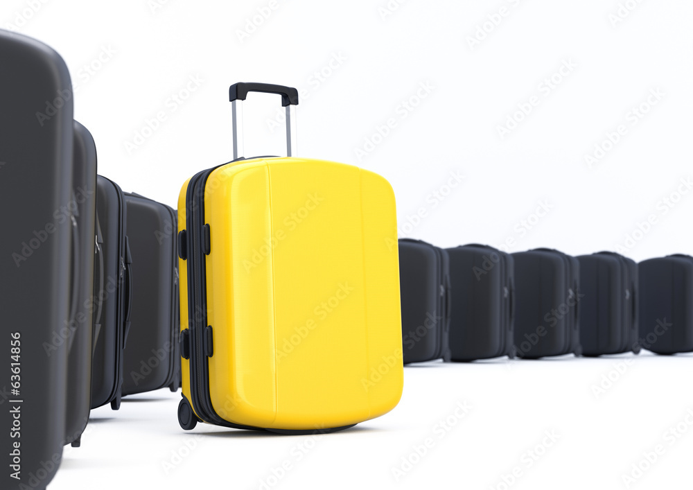 Yellow Suitcase. Difference Concept. 3D illustration Yellow Suitcase. Difference Concept. 3D illustration