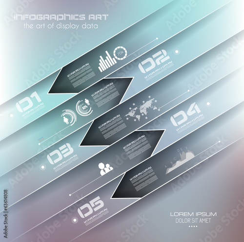 Infographic design template with paper tags.