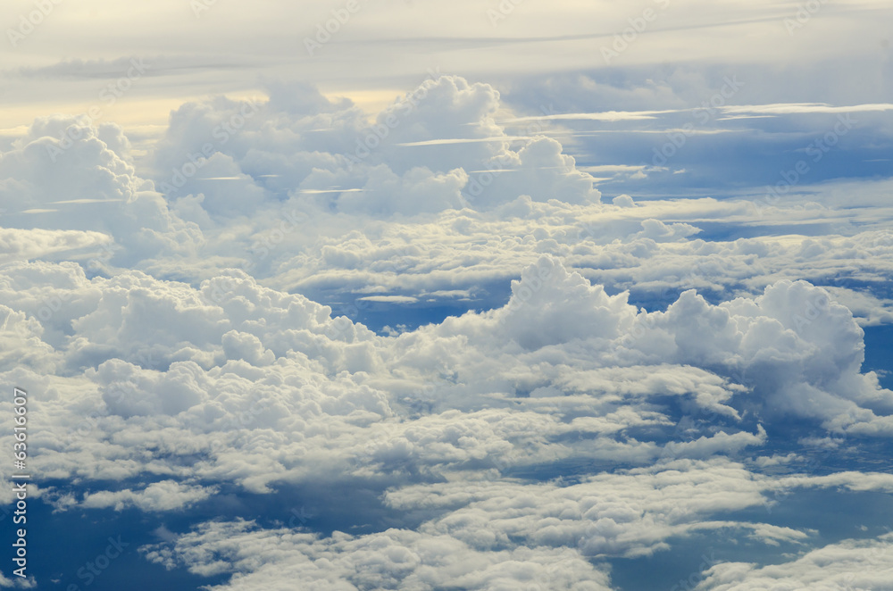 Naklejka premium Beautiful sky and clouds. View from the plane.